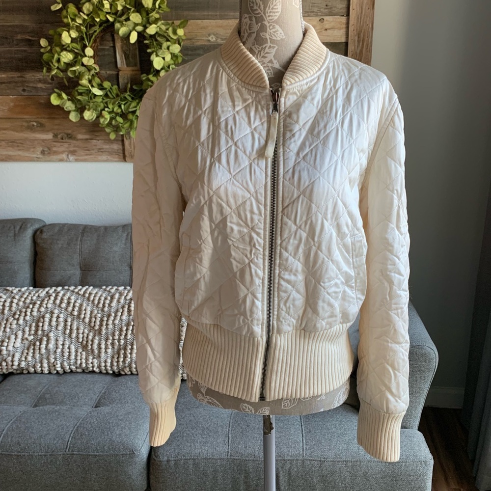 Theory Quilted Satin Bomber Jacket